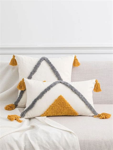 Pc Tufted Tassel Decor Cushion Cover Without Filler Shein Usa