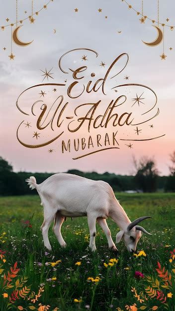 Qurban L Eid Al Adha Mubarak Avec Des Moutons En Arri Re Plan Photo