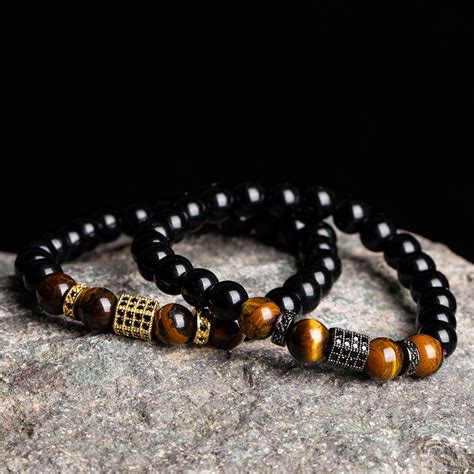 Pulsera De Cadena Con Cuentas Naturales Para Hombre Brazalete Con