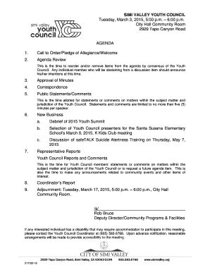 Fillable Online SIMI VALLEY YOUTH COUNCIL Fax Email Print PdfFiller