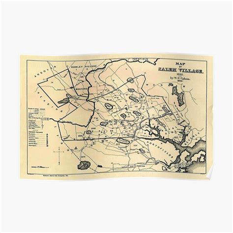 Vintage 1692 Map Of Salem Massachusetts 1866 Poster By Bravuramedia Redbubble