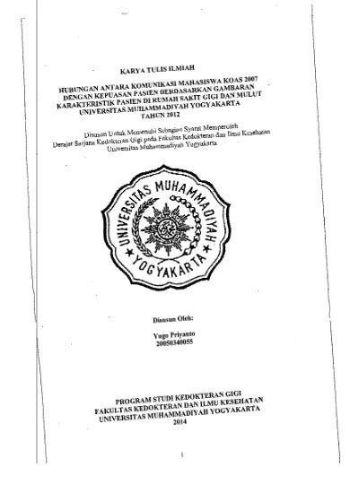 HUBUNGAN ANTARA KOMUNIKASI MAHASISWA KOAS 2007 DENGAN KEPUASAN PASIEN