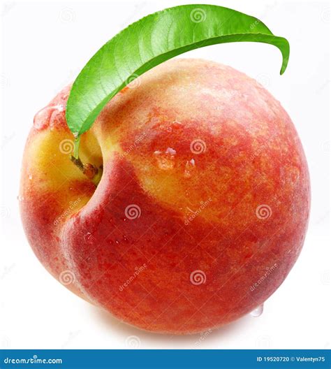 Ripe Peach With A Leaf Stock Photography CartoonDealer 19520720