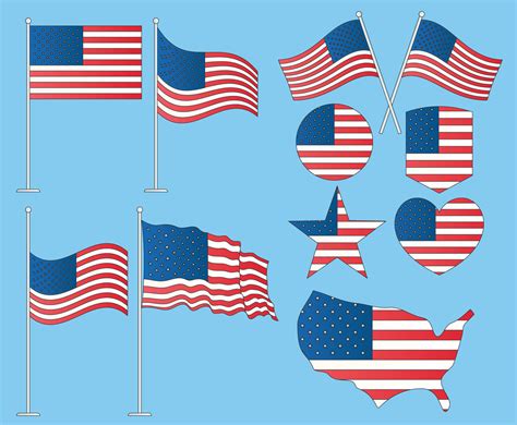 American Flag Set Vector Art Graphics Freevector