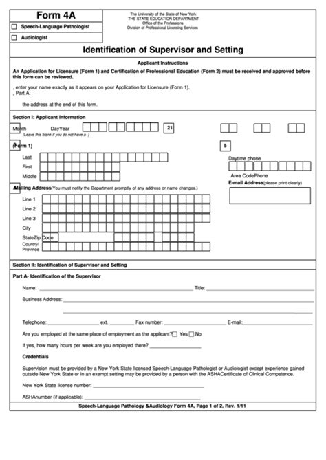 Form 4a Identification Of Supervisor And Setting Printable Pdf Download