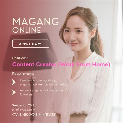 Lowongan Kerja Content Creator Magang Online Di CV Unik Solusi