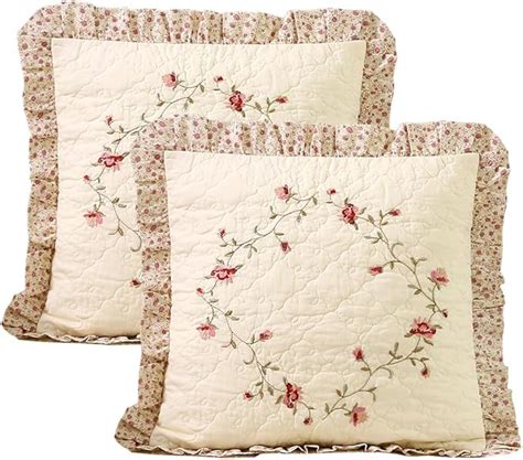 Amazon Vctops Set Of 2 Cotton Quilted Embroidered Decorative