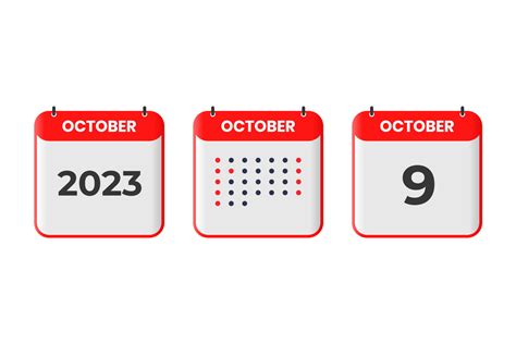 October 9 Calendar Design Icon 2023 Calendar Schedule Appointment