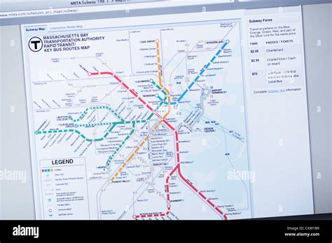 Boston Subway Map Website Stock Photo Alamy