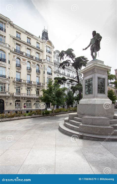 The Miguel De Cervantes Monument On The Cervantes Square Plaza De