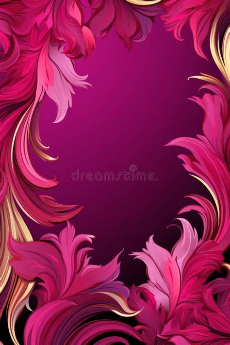 A Pink and Gold Floral Frame on a Black Background Stock Photo - Image ...