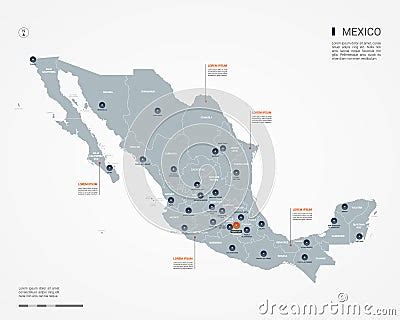 Mexico Infographic Map Vector Illustration Cartoondealer