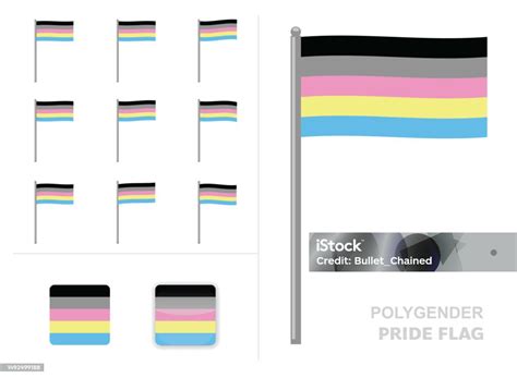 Polygender Pride Flag Waving Animation App Icon Vector Vecteurs Libres