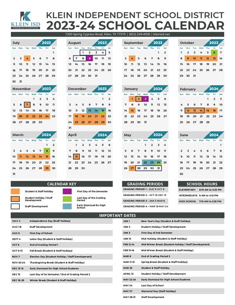 Klein ISD School Calendar with Holidays 2024-2025 [PDF]