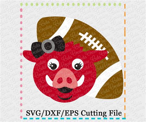 Hog Razorback Girl Football Cutting File Svg Dxf Eps Creative Appliques