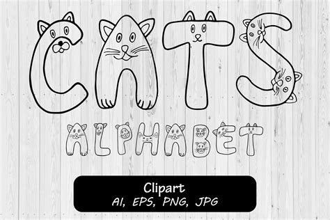 Doodles Cat Alphabet Clipart Letters And Numbers Png Ai