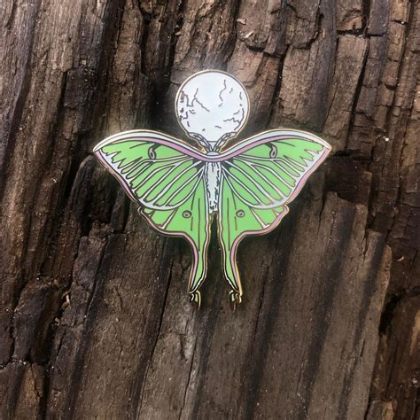 Luna Moth Enamel Pin Glow In The Dark Lapel Pin Collector Etsy