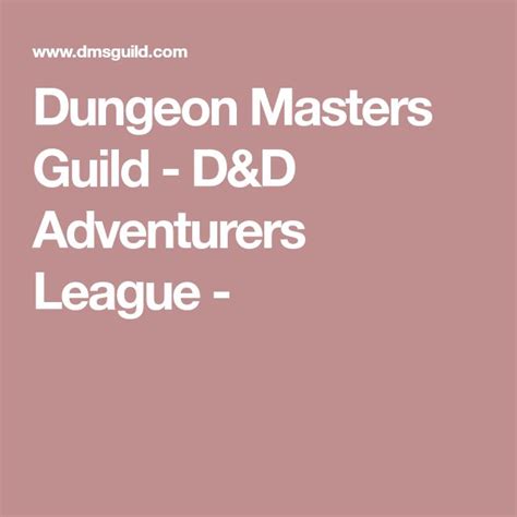 Dungeon Masters Guild - D&D Adventurers League - | Dungeon master, Dungeon, D&d