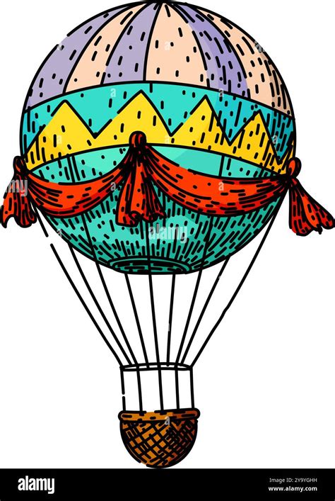 Adventure Hot Air Balloon Sketch Hand Drawn Vector Stock Vector Image Art Alamy