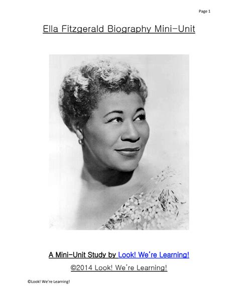 Ella Fitzgerald Biography Mini-Unit Worksheet for 5th - 8th Grade ...