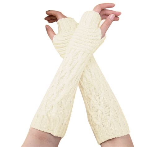 Wozhidaoke Womens Gloves Fashion Women Winter Wrist Arm Warmer Knitted Long Fingerless Gloves