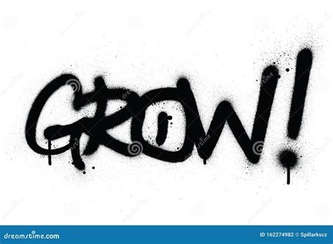 Graffiti Grow Word Sprayed In Black Over White Stock Vector