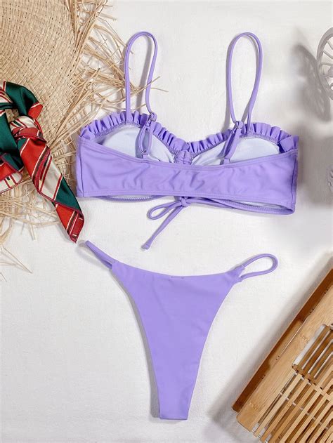 Ba Ador Bikini Con Tanga Con Nudo De Cord N Moda De Mujer Shein M Xico