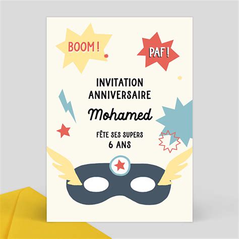 Invitation Anniversaire Enfant Super Masque Popcarte