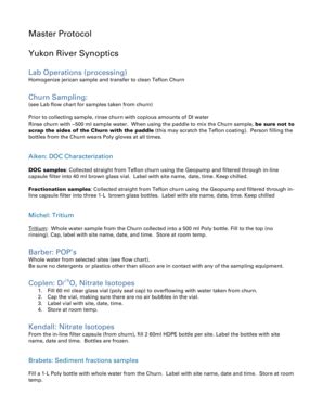 Fillable Online Ak Water Usgs Master Protocol Yukon River Synoptics