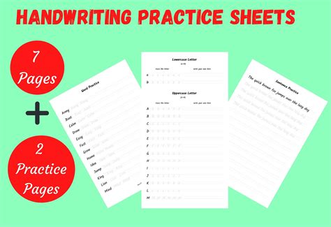 Neat Handwriting Practice Sheets Printable Handwriting Etsy Handwriting Practice Sheets By