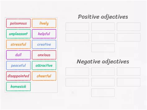 Positive and negative adjectives - Group sort