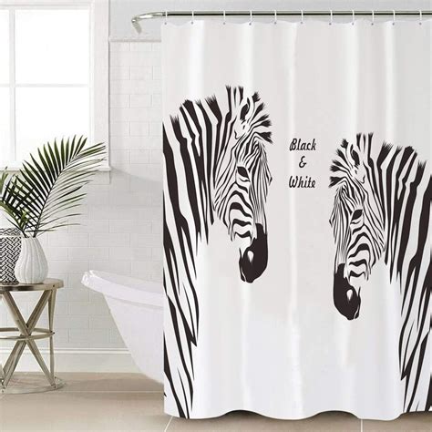 Joocar Waterproof Shower Curtain Liner Nordic Style Couple Zebra