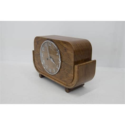 Art Deco Vintage Walnut Mantel Clock By Mauthe Germany 1930s