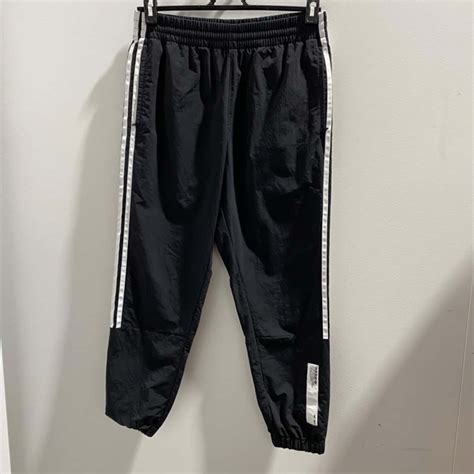 Adidas Womens Size S Black With White Stripes Track Pantss