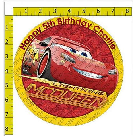 Lightning Mcqueen Car Birthday Edible Frosting Cake Topper By Birthday Place