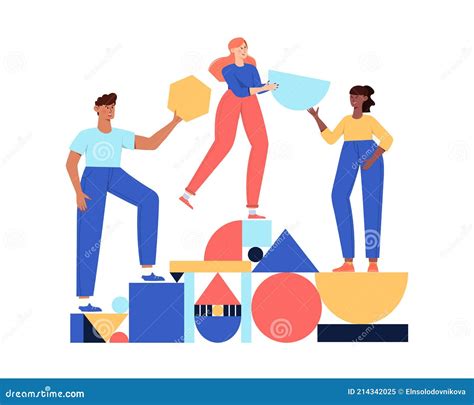 Teamwork Geometric Shapes Stock Vector Illustration Of Analytics