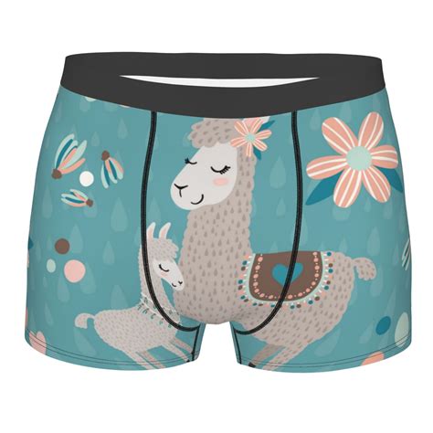 Disketp Teal Mama Llama Men S Boxer Briefs Soft And Breathable Cotton