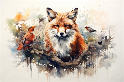 Premium AI Image | watercolor painting of animals