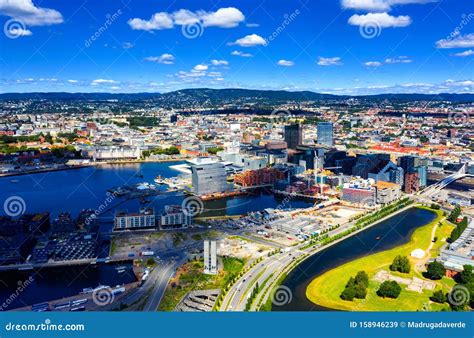 aerial view  sentrum area  oslo norway  barcode buildings