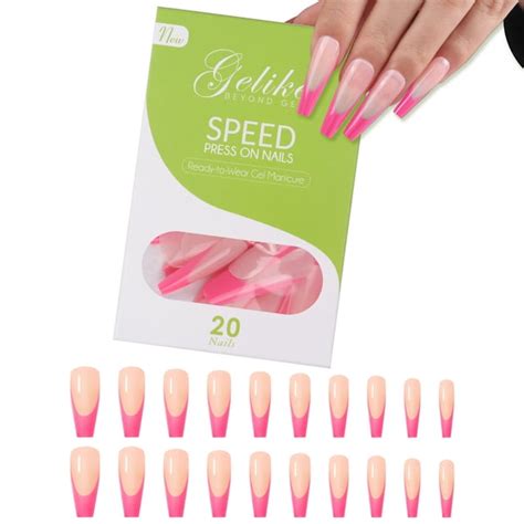 Gelike Ec French Nail Press On Nails Medium Length Coffin 20pcs