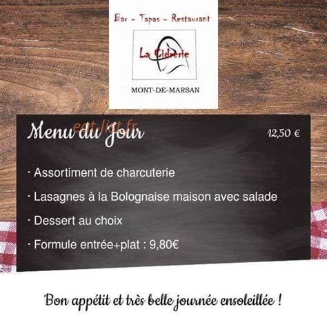 La Cidrerie Mont De Marsan Menu Et Photos