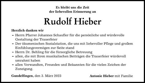 Traueranzeigen Von Rudolf Hieber Augsburger Allgemeine Zeitung