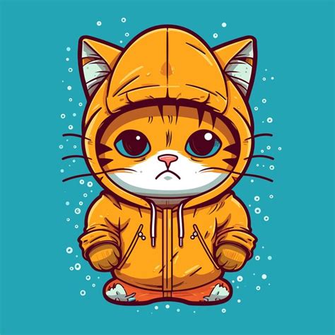 Premium Vector Cute Cat Character Illustration Cat Wearing Jacket