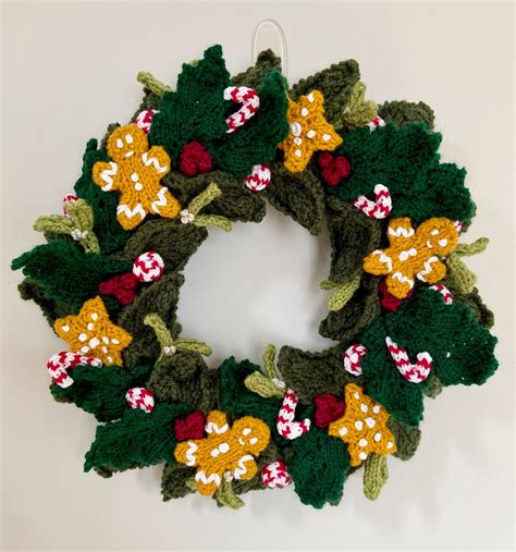 Gingerbread Christmas Wreath Knitting Pattern Etsy