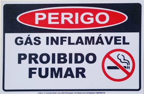 Placa De Sinalização Gás Inflamável Proibido Fumar 30x20 Cm MercadoLivre