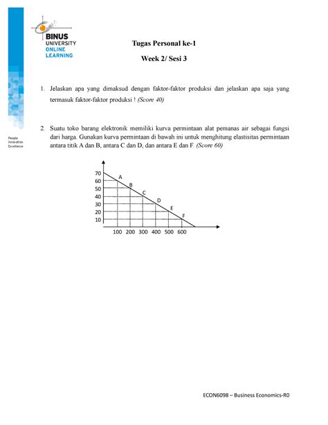 Tugas Personal 1 Business Economics Tugas Personal Ke Week 2 Sesi 3