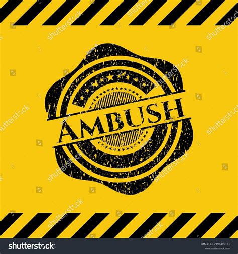 Ambush Black Grunge Emblem Yellow Background Stock Vector Royalty Free