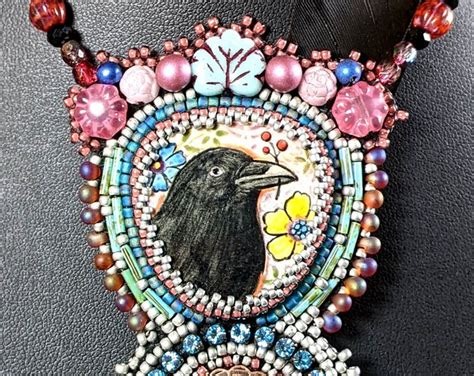 Cowgirl Raven Sweet Bead Embroidered Necklace With Hand Painted