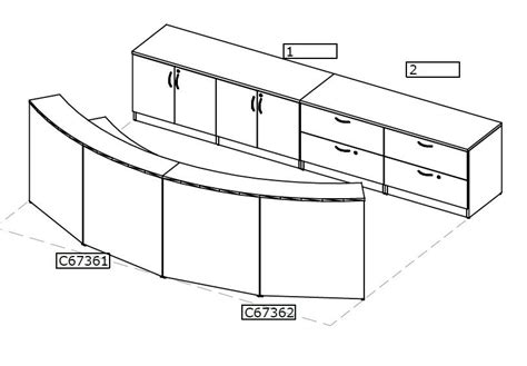 The Office Leader. Two Person Curved Reception Desk with Storage Credenza