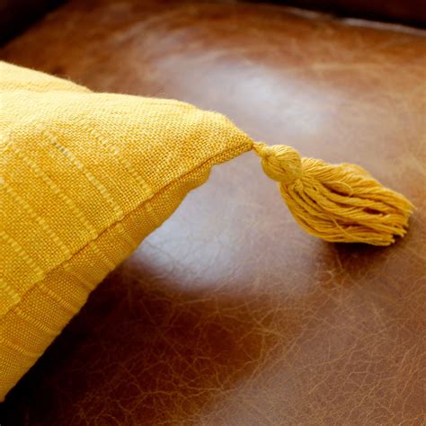 Coussin carré coton recyclé 40 cm Bombay Jaune moutarde Déco